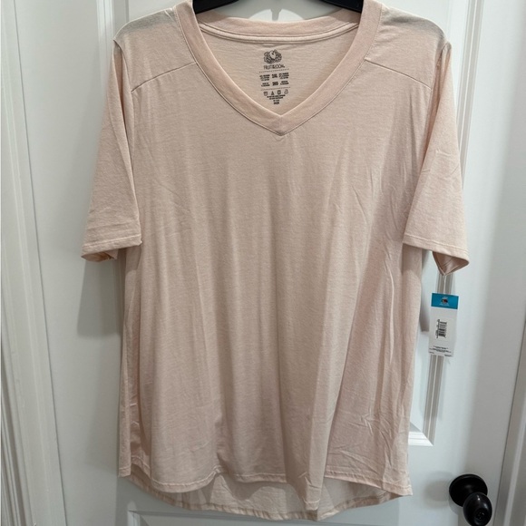 Fruit of the Loom Soft Pink V-Neck Tee - Picture 1 of 4